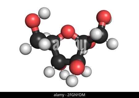 La molécule de fructose 3D rend la structure chimique Banque D'Images