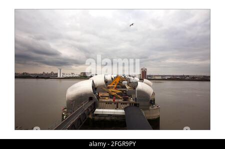 Pour éviter une vague de panique comme film de catastrophe Écrans d'inondation au cours de mars 2008, la presse a reçu un Visite de la barrière de la Tamise qui protégera Londres Inondations au cours des 100 prochaines années.photo de David Sandison le Indépendant Banque D'Images