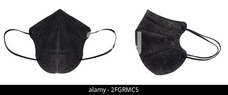 Masque noir jetable avec contour d'oreille, FFP2 avec protection N95 / KN95. Masque pour vous protéger et protéger les autres contre Covid-19. Sans valeur respiratoire Banque D'Images