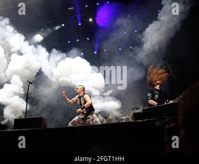 Audience lors du concert avec Sabaton au festival Bråvalla 2015. Banque D'Images