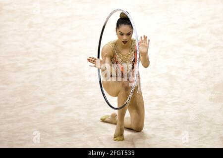 Turin, Italie. 24 avril 2021. Alexandra Agiugiurculese (Udinese) pendant la gymnastique Rythmique italienne 2021 final six, gymnastique à Turin, Italie, avril 24 2021 crédit: Agence de photo indépendante/Alamy Live News Banque D'Images