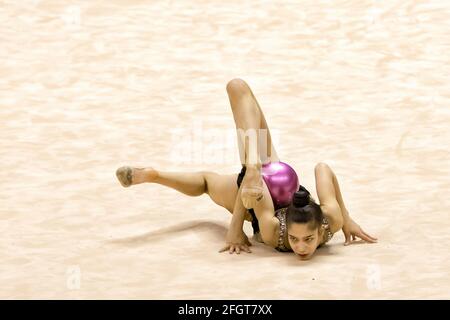 Turin, Italie. 24 avril 2021. Raffaeli Sofia (Ginnastica Fabriano) durant la finale 2021 de la gymnastique Rythmique italienne six, gymnastique à Turin, Italie, avril 24 2021 crédit: Independent photo Agency/Alamy Live News Banque D'Images