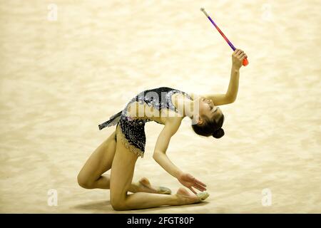 Turin, Italie. 24 avril 2021. Raffaeli Sofia (Ginnastica Fabriano) durant la finale 2021 de la gymnastique Rythmique italienne six, gymnastique à Turin, Italie, avril 24 2021 crédit: Independent photo Agency/Alamy Live News Banque D'Images