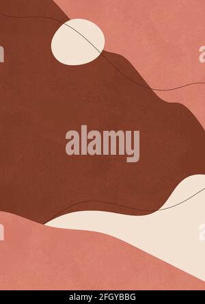 Style boho montage vertical d'arrière-plan paysage avec lignes dans les tons de terre. Bannière moderne à motif vectoriel pour l'impression et le papier peint. Illustration de Vecteur