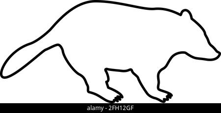 Badger animal sauvage Meles Taxus prédatrice mammifère famille kunihih Carnivore contour vectorisation de couleur noire illustration de style plat image simple Illustration de Vecteur