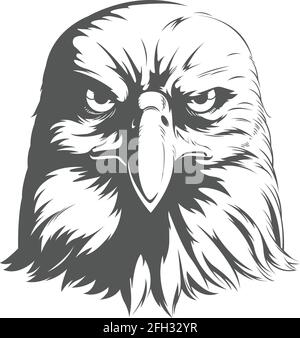 Eagle Falcon Hawk Head vue avant Silhouette Black Illustration Illustration de Vecteur