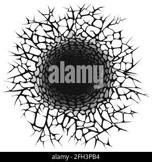 Grand trou dans fond de vecteur de terre fissuré. Fissure de terre, fissure de surface, fissure de trou, illustration de terre de fissure de désastre Illustration de Vecteur