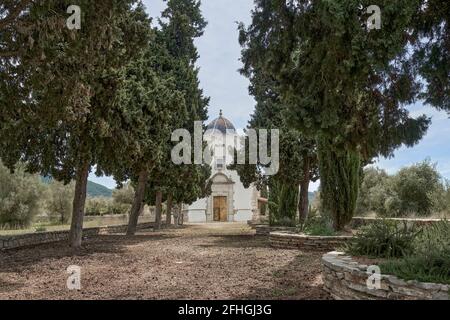 L'ermitage de Calvario de Alcalá de Chivert de style baroque valencien, du XVIIIe siècle dans la province de Castellón, Espagne, Europe Banque D'Images