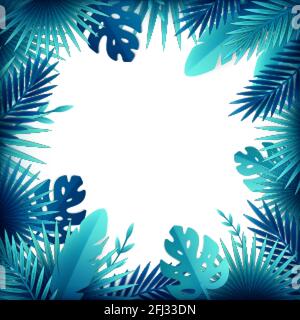 Papier feuilles tropicales fleurs cadre composition avec espace vide entouré par des buissons et plantes exotiques images vecteur illustration Illustration de Vecteur