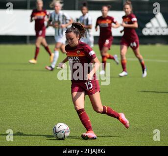 Annamaria Serturini (femmes roms) lors de la coupe italienne, Coppa Italia, demi-finale, 2ème match de football entre Juventus FC et AS Roma le 25 avril 2021 au centre d'entraînement de Juventus à Vinovo, Italie - photo Nderim Kaceli / DPPI Banque D'Images