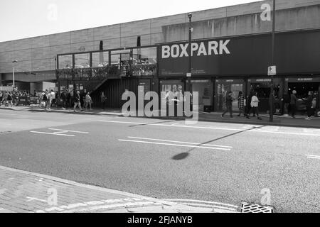 Boxpark, Shoreditch, London, UK Banque D'Images