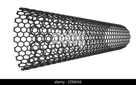 Structure isolée 3D en nanotube de carbone sur fond blanc Banque D'Images