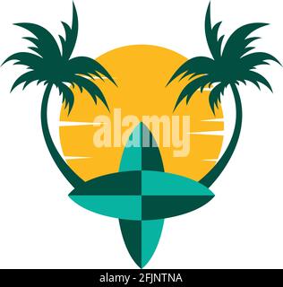 surf island logo icône vecteur concept graphique conception graphique Illustration de Vecteur