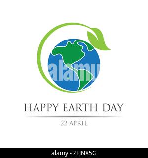 modèle de design d'illustration du logo du jour de la terre, happy earth day 22 avril Illustration de Vecteur