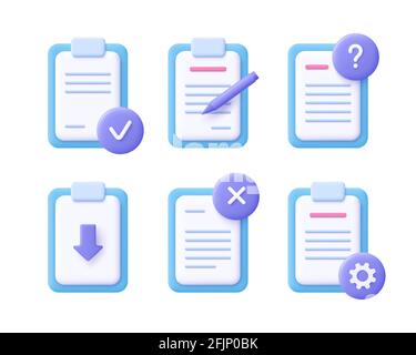Concept de document de fichier - jeu d'icônes réaliste. illustration vectorielle 3d. Illustration de Vecteur