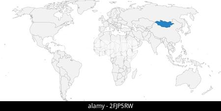 Mongolie pays asiatique isolé sur la carte du monde. Concepts commerciaux et arrière-plans. Illustration de Vecteur
