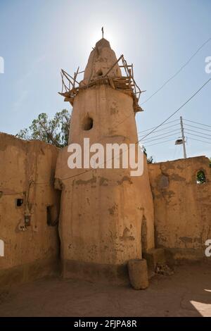 Maison de boue, vieille ville, oasis de Bahariya, désert libyen, construction de briques de boue, Égypte Banque D'Images