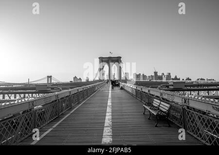 Pont de Brooklyn BEI Sonnenaufgang, Brooklyn, Manhattan, New York, New York, ÉTATS-UNIS Banque D'Images