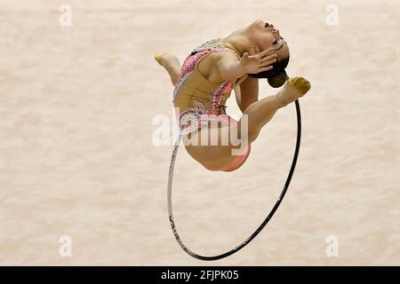 Turin, Italie. 24 avril 2021. TURIN: 24.04.2021Pala Gianni Asti FINAL SIX DE GYMNASTIQUE RYTHMIQUE Championnat national de Serie A1 et A2 tout autour ALEXANDRA AGIURGIUGIUCULESE ASU UDINE (photo de Tonello Abozzi/Pacific Press/Sipa USA) crédit: SIPA USA/Alay Live News Banque D'Images