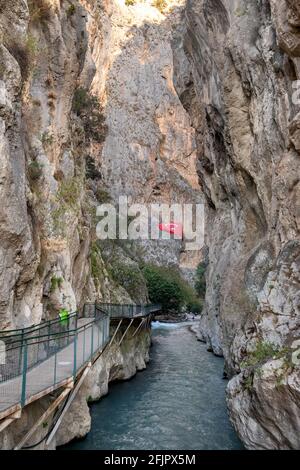 Entrée au canyon Saklikent dans la région de Mugla, en Turquie. Banque D'Images