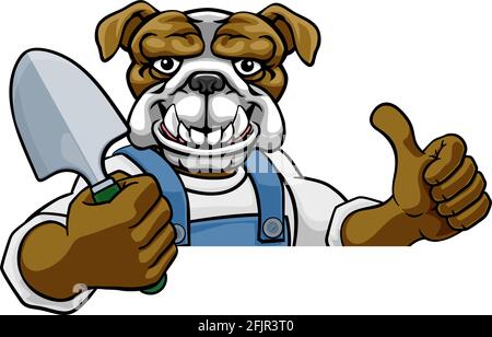 Animaux Jardinage Jardinier Bulldog Mascot Illustration de Vecteur