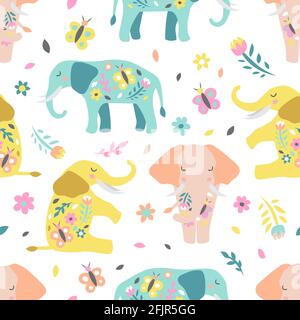 Motif enfant sans coutures avec joli éléphant. Texture créative pour le tissu, le textile Illustration de Vecteur
