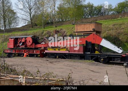 L'ex British Railways de Severn Valley Railway Cowans Sheldon 30 tonnes de grue de rupture à vapeur. Banque D'Images
