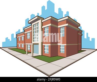 Bâtiment de l'école Académie de l'enseignement Cartoon Illustration vectorielle Illustration de Vecteur