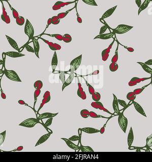 Dessin bourgeons fleurs Fuchsia. Magnifique imprimé fleuri sans couture. Fond d'écran vectoriel d'arrière-plan abstrait nature. Illustration botanique Line art gr Illustration de Vecteur