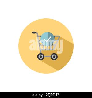 Panier. Coche. Icône de couleur plate dans un cercle. Illustration de vecteur commercial Illustration de Vecteur