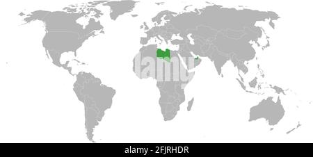 émirats arabes Unis, Libye pays isolés sur la carte du monde. Arrière-plan gris. Concepts d'entreprise et parcours numériques. Illustration de Vecteur