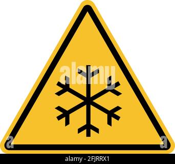 Panneau d'avertissement de basse température. Faites attention au froid et au gel extrêmes. Symboles et mises en garde. Illustration de Vecteur