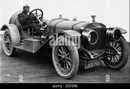 Voiture GP Austin 1908 100 ch avec champion du monde de boxe à fort poids Jack Johnson Banque D'Images