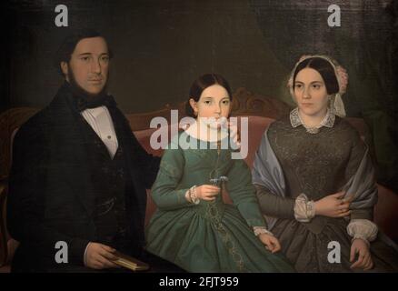 Joao de Almeida Santos (?-1875). Peintre portugais. Maria Clotilde Faria Fernandes et sa famille, 1850. Musée de notre-Dame de la Miséricorde (Museu da Misericordia do Porto). Porto. Portugal. Banque D'Images