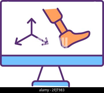 Icône de couleur RGB de conception de prothèse Illustration de Vecteur