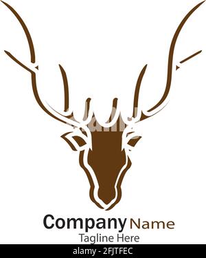 Modèle de logo Deer Head dessin d'illustration d'icône vectorielle Illustration de Vecteur