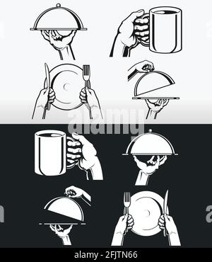 Silhouette Restaurant Cafe Diner Food Stencil Sign dessin vectoriel Illustration de Vecteur
