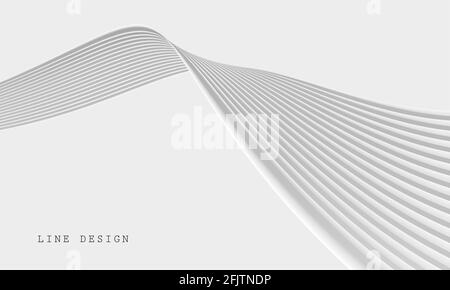 Bande blanche 3D en perspective, surface doublée d'une onde en og dans un cyber espace blanc, élément de rendu numérique au design graphique Illustration de Vecteur