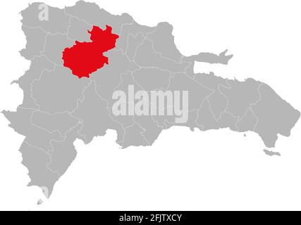 Carte isolée de la République dominicaine de la province de Santiago. Arrière-plan gris. Concepts et antécédents professionnels. Illustration de Vecteur
