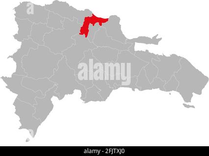 Carte isolée de la République dominicaine de la province d'Espallat. Arrière-plan gris. Concepts et antécédents professionnels. Illustration de Vecteur