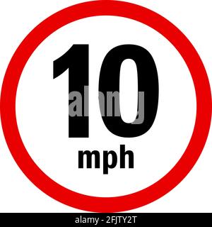 Symbole de limite de vitesse de conduite 10 mph. Panneaux de signalisation et symboles. Illustration de Vecteur