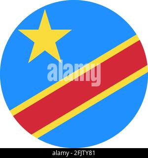 icône du drapeau rond de la république démocratique du congo. Idéal pour les concepts professionnels, l'icône, le signe, le symbole, le bouton, autocollants et étiquettes. Illustration de Vecteur