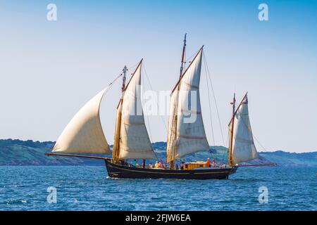 France, Finistère (29), Douarnenez, le Corentin, loup de l'Odet, En baie de Douarnenez sur le port du Rosemeur pendentif le festival maritime temps Fête 2018 Banque D'Images