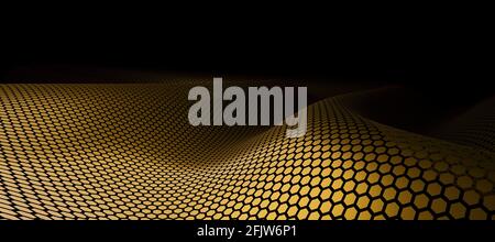 arrière-plan abstrait des vagues hexagonales dorées Banque D'Images