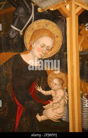Nativité. Retable de la Vierge. Monastère de Santes Creus. G. Gener et Ll. Borrassa. 1368-1410. Musée national d'Art de Catalogne. Barcelone, SP Banque D'Images