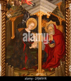 Nativité. Retable de la Vierge. Monastère de Santes Creus. G. Gener et Ll. Borrassa. 1368-1410. Musée national d'Art de Catalogne. Barcelone, SP Banque D'Images