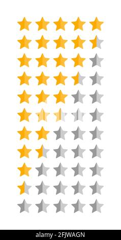 Set étoiles, symbole de qualité client, vecteur évaluation du produit avis plat icône pour hôtel, restaurant etc . Illustration de Vecteur