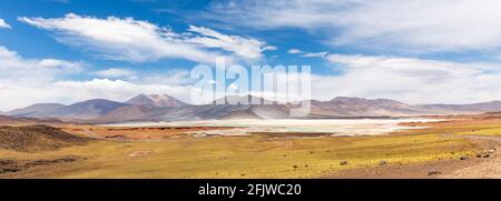 Lagune de Tuyajto sur l'altiplano dans le désert d'Atacama dans la région d'Antofagasta, au nord du Chili, en Amérique du Sud. Banque D'Images