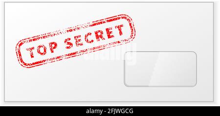 Enveloppe blanche vierge réaliste avec tampon secret supérieur rouge isolé sur fond blanc Illustration de Vecteur