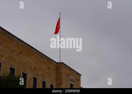 Drapeau principal d'Anıtkabir (Mausolée d'Atatürk) - Ankara Banque D'Images